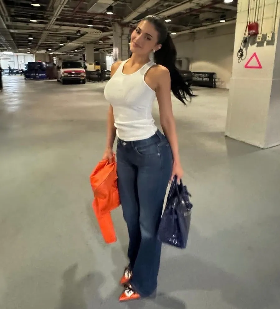 Shop Kylie Jenner's Bootcut Jeans And Classic White Tank