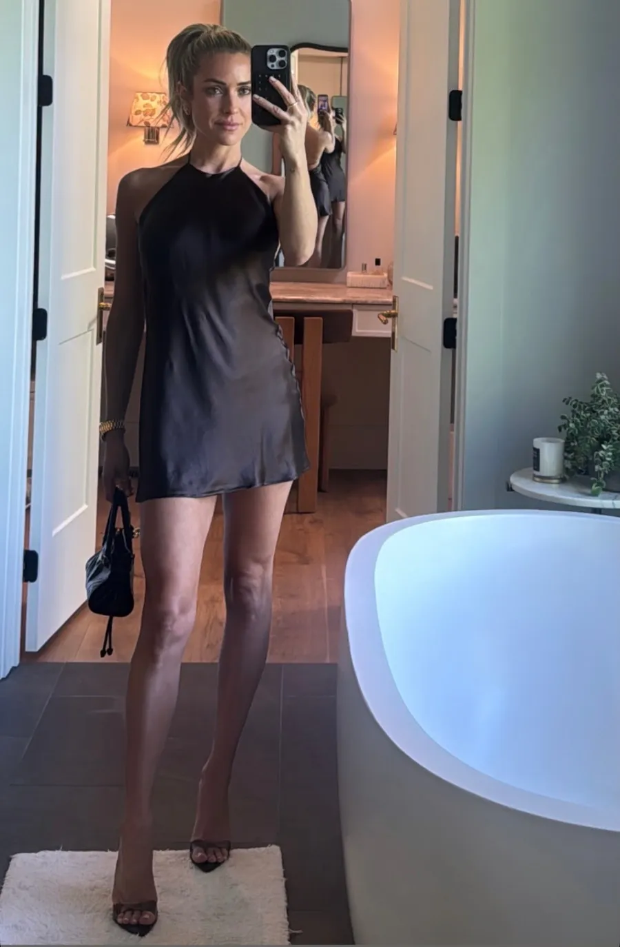 Shop Kristin Cavallari's Black Halter Mini Dress