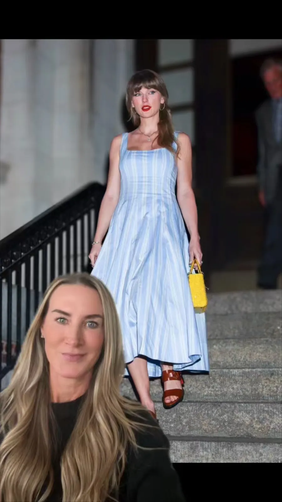 Taylor Swift Stepped Out In NYC In This Blue Striped Dress