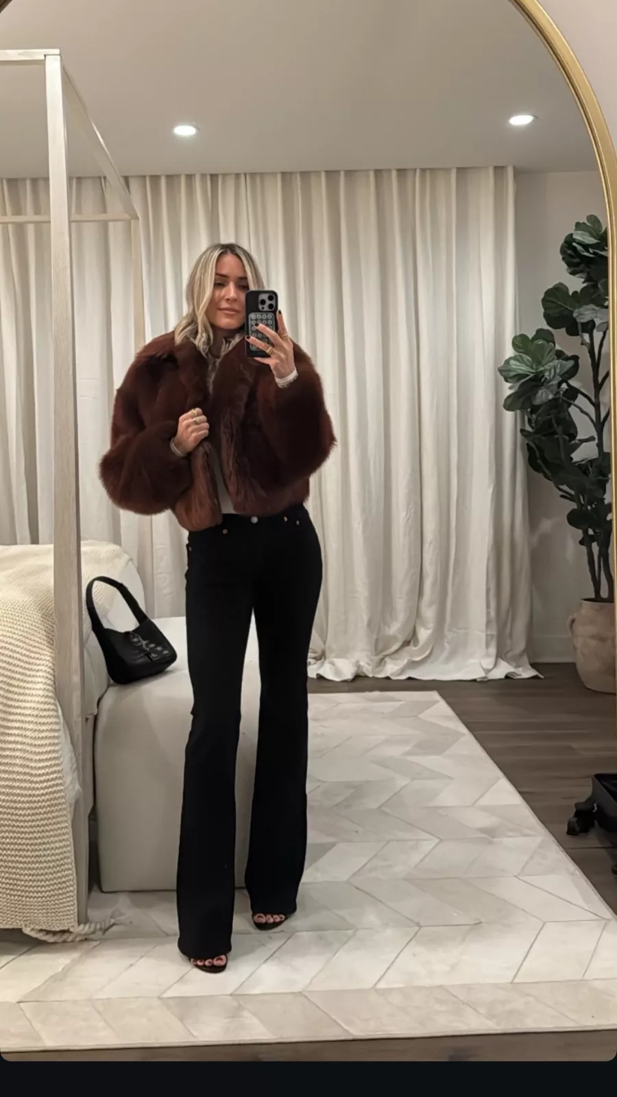 Kristin Cavallari's Shearling Jacket And Bootcut Jeans