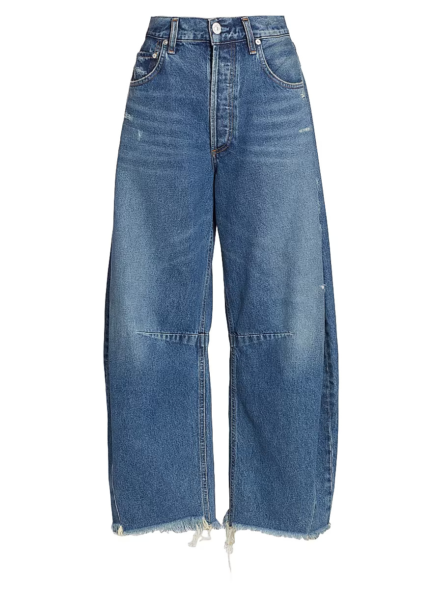 Shop Womens Horseshoe Straight Wide-Leg Jeans - Magnolia | Saks Fifth Avenue