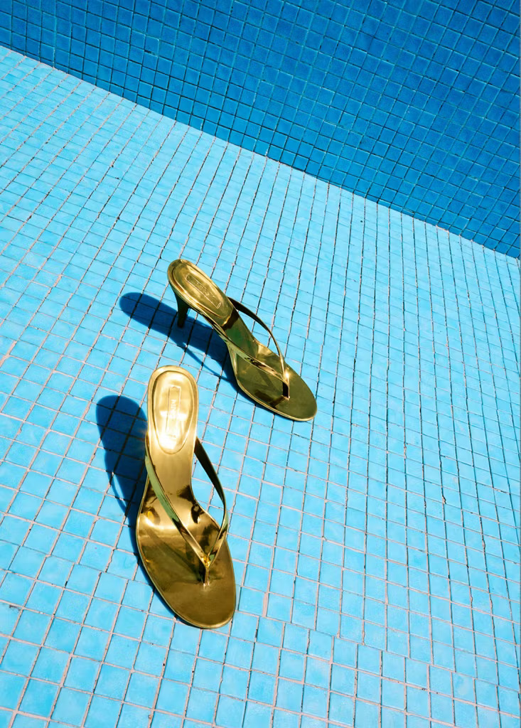 Shop Metallic sandal with funnel heel - Women | MANGO USA | Mango (US/MX/AU)