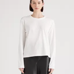 Shop Quince | Womens Cotton Modal Relaxed Long Sleeve T-Shirt in White Cotton/Modal | Quince