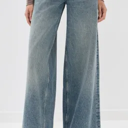 Shop Mid Blue Wide Leg Jeans | Shopbop