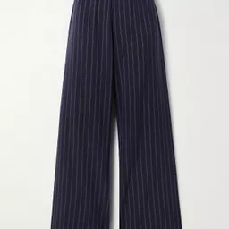 Shop La Ligne - Colby Striped Crepe Wide-leg Pants - Blue | NET-A-PORTER (US)