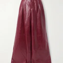 Shop SIMKHAI - Kobie Leather Wide-leg Pants - Burgundy | NET-A-PORTER (US)