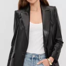 Shop Denny Vegan Leather Notch Collar Blazer | Shopbop