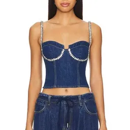 Shop superdown Ash Bustier Top in Denim-Dark | Revolve Clothing (Global)