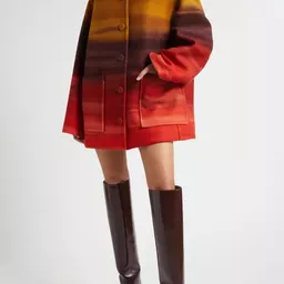 Shop Ulla Johnson Ambrose Ombre Stripe Oversize Melton Wool Blend Coat in Agate | Nordstrom