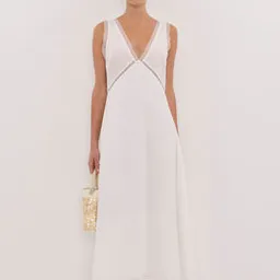 Shop ROSIN WHITE LACE TRIM MIDI DRESS | DISSH