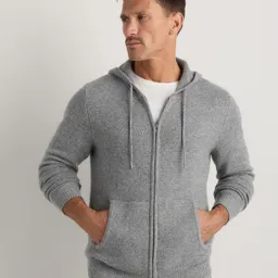 Shop Quince | Mens Mongolian Cashmere Full-Zip Hoodie in Heather Grey | Quince