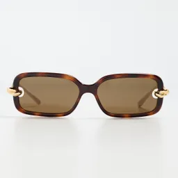Shop Bottega Veneta Knot Sunglasses Havana-Gold-Brown | Shopbop