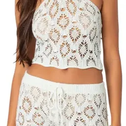 Shop Peach Open Stitch Halter Top | Nordstrom