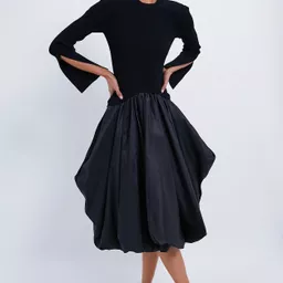 Shop Black Kenlie Long Sleeve Mock Neck Midi Dress | Tuckernuck (US)