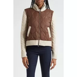 Shop Veronica Beard Patra Quilted Mixed Media Wool Blend Jacket in Mocha Heathered Sand | Nordstrom