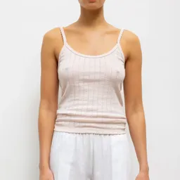 Shop LESET Pointelle Tank in Petal Melange in Cotton | LESET