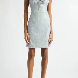 Shop Area Hotfix Crystal Jersey Minidress in Lilac | Nordstrom