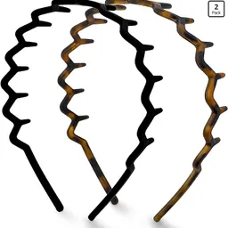Shop Kitsch Zig Zag Headbands for Women - Black and Tortoise, 2 pcs | Amazon (US)