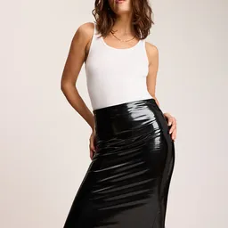 Shop Faux Patent Leather Midi Skirt | commando