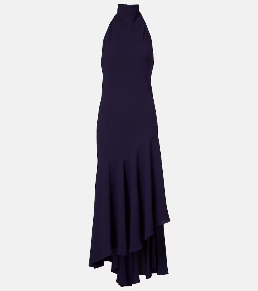 Shop AlaAa Asymmetric halterneck maxi dress | Mytheresa (US/CA)