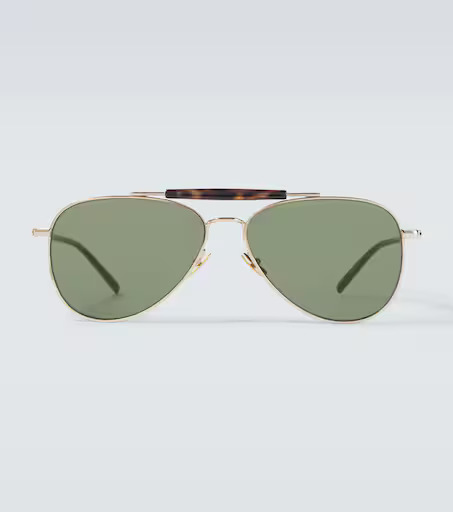 Shop Saint Laurent SL Logo aviator sunglasses | Mytheresa (US/CA)