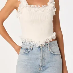 Shop Amity Ruffle Lace Rib Tank | Nordstrom