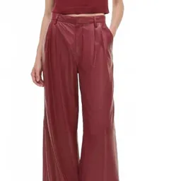 Shop Kobie Wide Leg Leather Pants In Cranberry | Shop Simon