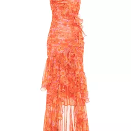 Shop Womens Myosotis Floral Chiffon & Tulle Ruffle Gown | Saks Fifth Avenue