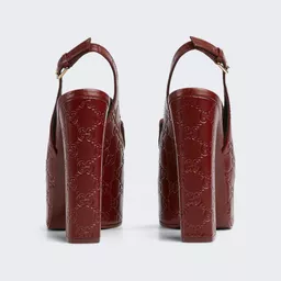 Shop Horsebit Platform Loafer Slingback Pumps Red | The Webster