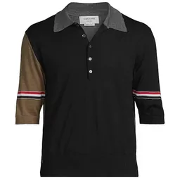 Shop Mens Fun Mix 4-Bar Wool Jersey Polo Shirt - Navy Grey Brown | Saks Fifth Avenue