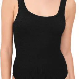 Shop Hunza G Coverage Square Neck Swimsuit Black | Shopbop