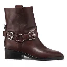 Shop Womens Alexa Leather Moto Boots - Espresso | Saks Fifth Avenue