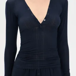 Shop Negative Whipped Henley Top NAVY | Shopbop