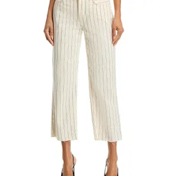 Shop LAgence Wanda High Rise Crop Wide Leg Jeans in Ecru/Navy Stripe | Bloomingdales (US)