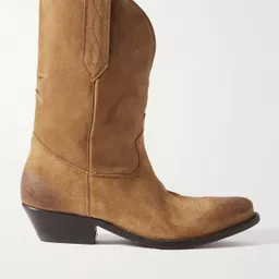 Shop Golden Goose - Low Wish Star Suede Cowboy Boots - Brown | NET-A-PORTER (US)