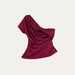 Shop Phoebe Draped Asymmetric Satin Top | Bergdorf Goodman