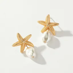 Shop Gold Starfish Pearl Earrings | Dangle Earrings | Uncommon James