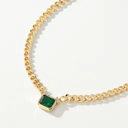 Shop Spritz Green Gem And Chain Necklace in Gold | Uncommon James