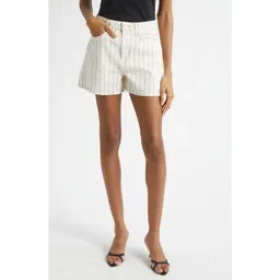 Shop LAGENCE Lissania Pinstripe Shorts in Ecru/navy Stripe | Nordstrom