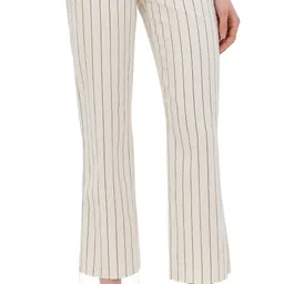 Shop LAGENCE Wanda Crop Wide Leg Jeans Ecru/Navy Stripe | Shopbop