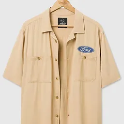 Shop Junk Food Ford Mustang Camp Shirt Top in Camel, Mens at Urban Outfitters | Urban Outfitters (US and RoW)