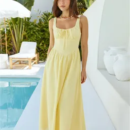 Shop Calming Aura Linen Maxi Dress Yellow | Fortunate One