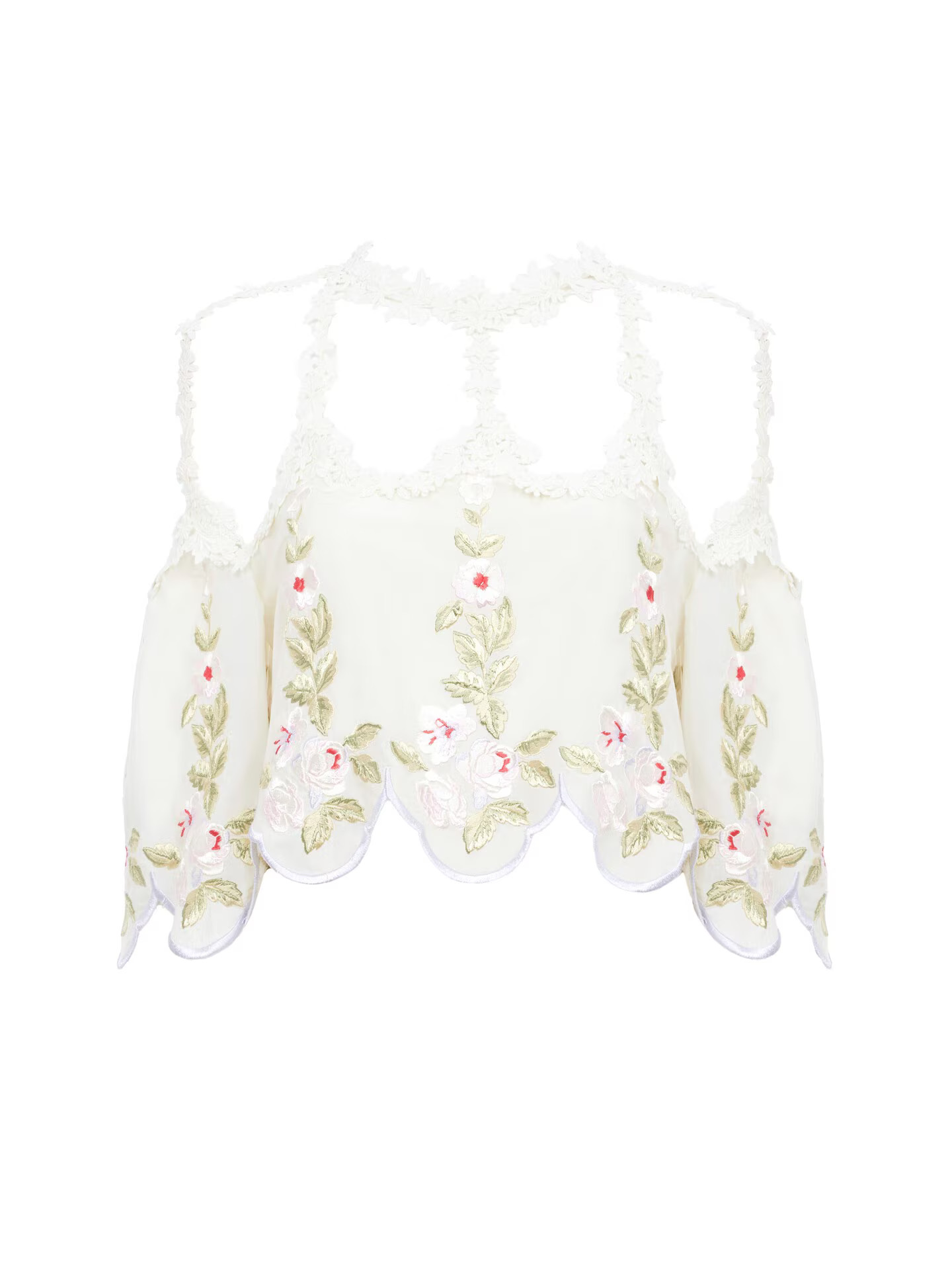 Shop Chloe - Cut-out cropped top in technical taffeta - Coconut Milk - Polyamide | Chloe US