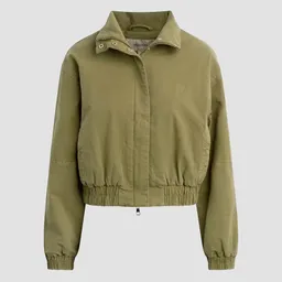 Shop Womens Sporty Cotton-Blend Bomber Jacket - Dried Herb | Saks Fifth Avenue