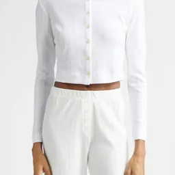 Shop Cotton Pointelle Crop Cardigan | Nordstrom