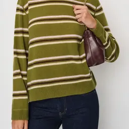 Shop Reformation Cashmere Boyfriend Sweater in Pear Multi Stripe | Nordstrom