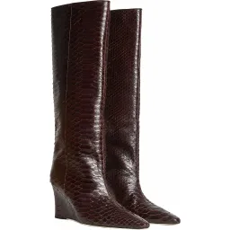 Shop Cynthia Rowley Embossed Leather Wedge Boot in Brown | Nordstrom