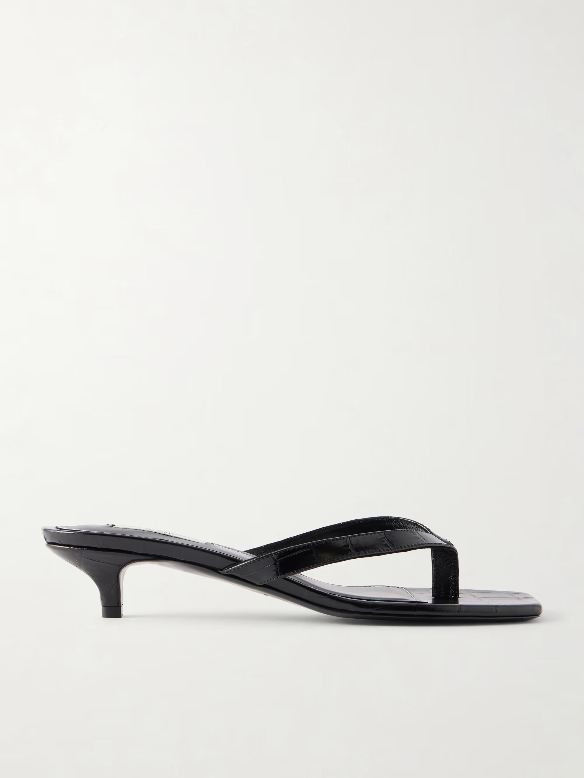 Shop Croc-effect leather thong sandals | NET-A-PORTER (US)