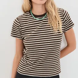 Shop La Ligne Stripe Molly Tee Chocolate/Cream | Shopbop