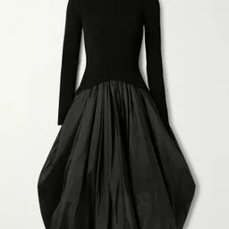 Shop SIMKHAI - Kenlie Ribbed-knit And Taffeta Midi Dress - Black | NET-A-PORTER (US)